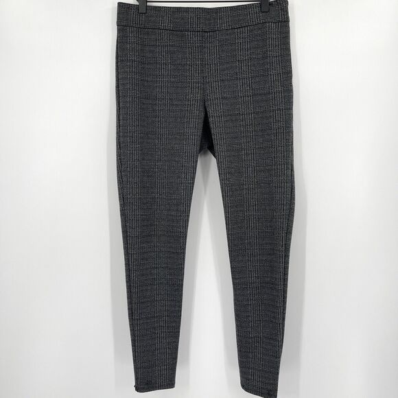 Ann Taylor Womens Pants Size 10 Gray Glen Check Plaid Side Zip Leggings - Picture 1 of 9
